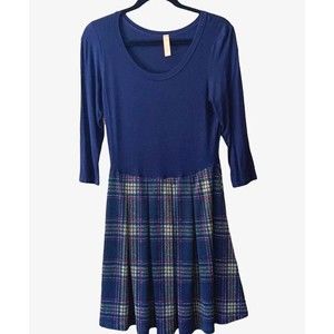 GILI Dress Woman's Size Large Knit Long Sleeve Scoop Neck Dress Dark Academia